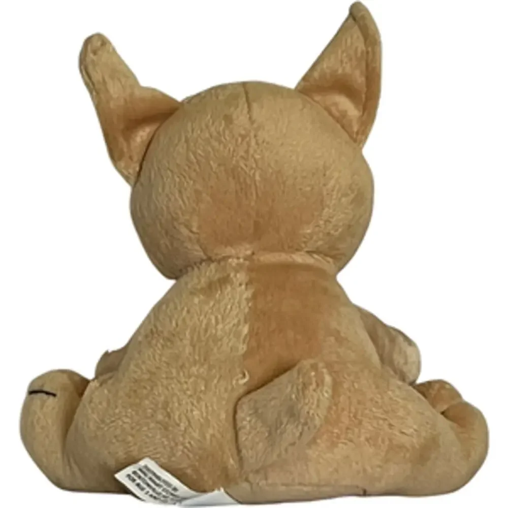 Brown Perked Eared Puppy Plush with Bone Small Medium